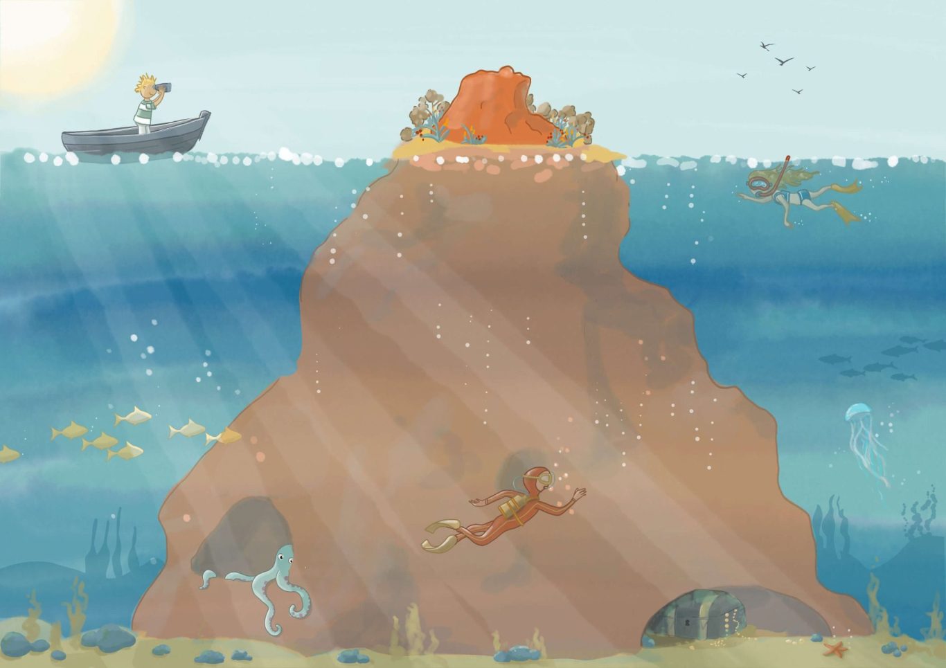 Vulkanbild Familientaucher BErtaungsmodell